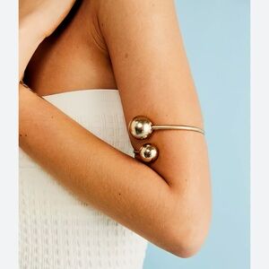 Free People Gold Open Cuff Bracelet with Ball Ends